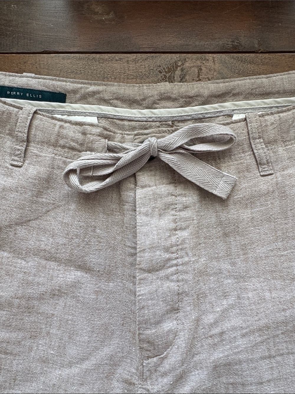 Perry Ellis Men's Linen Blend Beige Khaki Pants